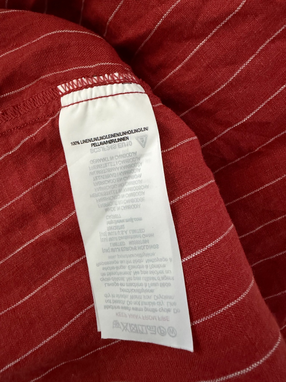 Muni linen pinstripe top Red L - Picture 9 of 9